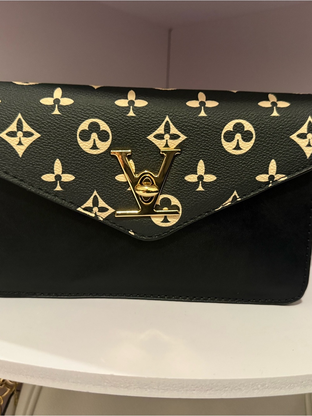 Louis Vuitton Black & Gold Monogram Envelope Clutch